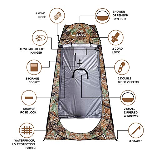 Privacy Tent Pop Up Shower Changing Toilet Tent Portable Camping Privacy Shelters Room 6.2 FT Tall with Carrying Bag X639156