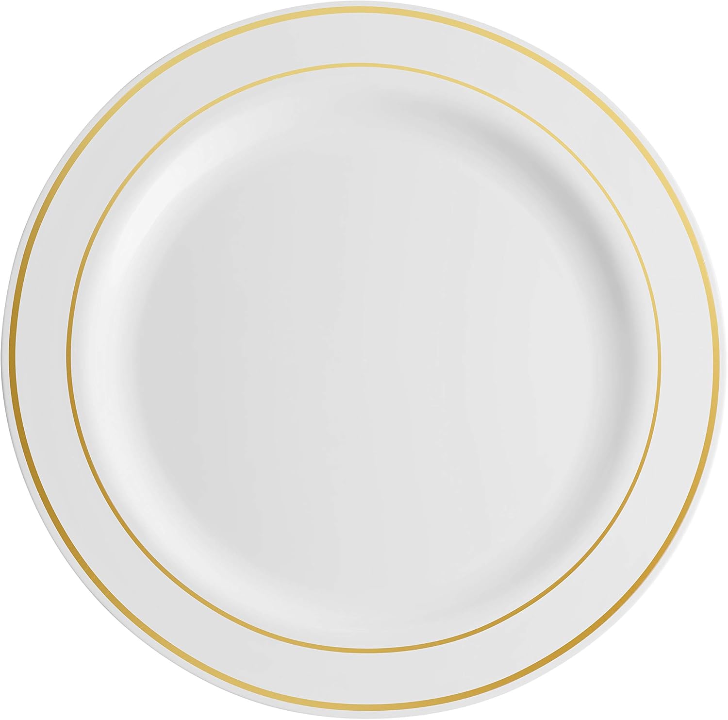 100 Piece White Gold Rim Plastic Party Plates J43175