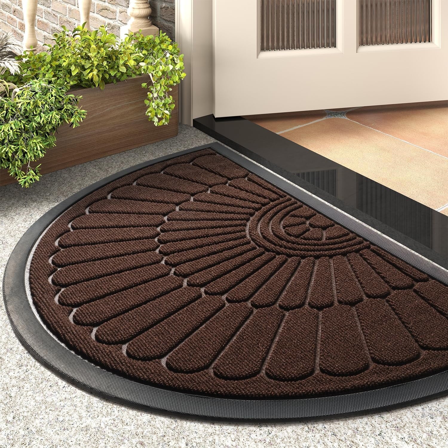 Black 24”x47” Durable Rubber Non Slip Door Mat M8733