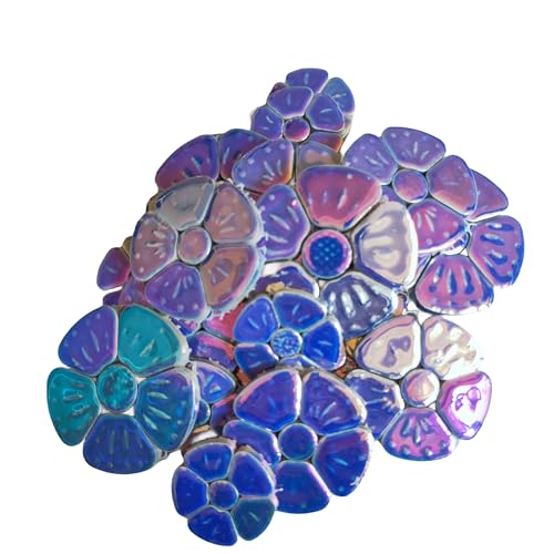 1.1 LB White Iridescent Flower Ceramic Mosaic Tiles M796385
