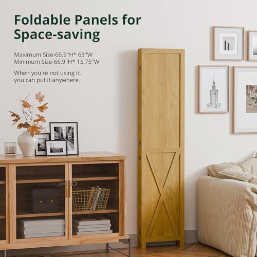4 Panel 66.9 Inch Wood Room Divider M314770