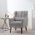 Chenille Upholstered Accent Chair with Pillow, Solid Wood Leg R35813