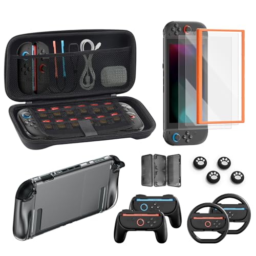 16 in 1 Game Kit: Carrying Case, Screen Protector with Alignment Frame, Steering Wheel, Grip Y134