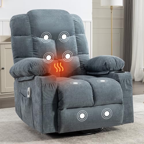 Brown Fabric Electric Recliner Chair with Lumbar Support and Cup Holders Q35470