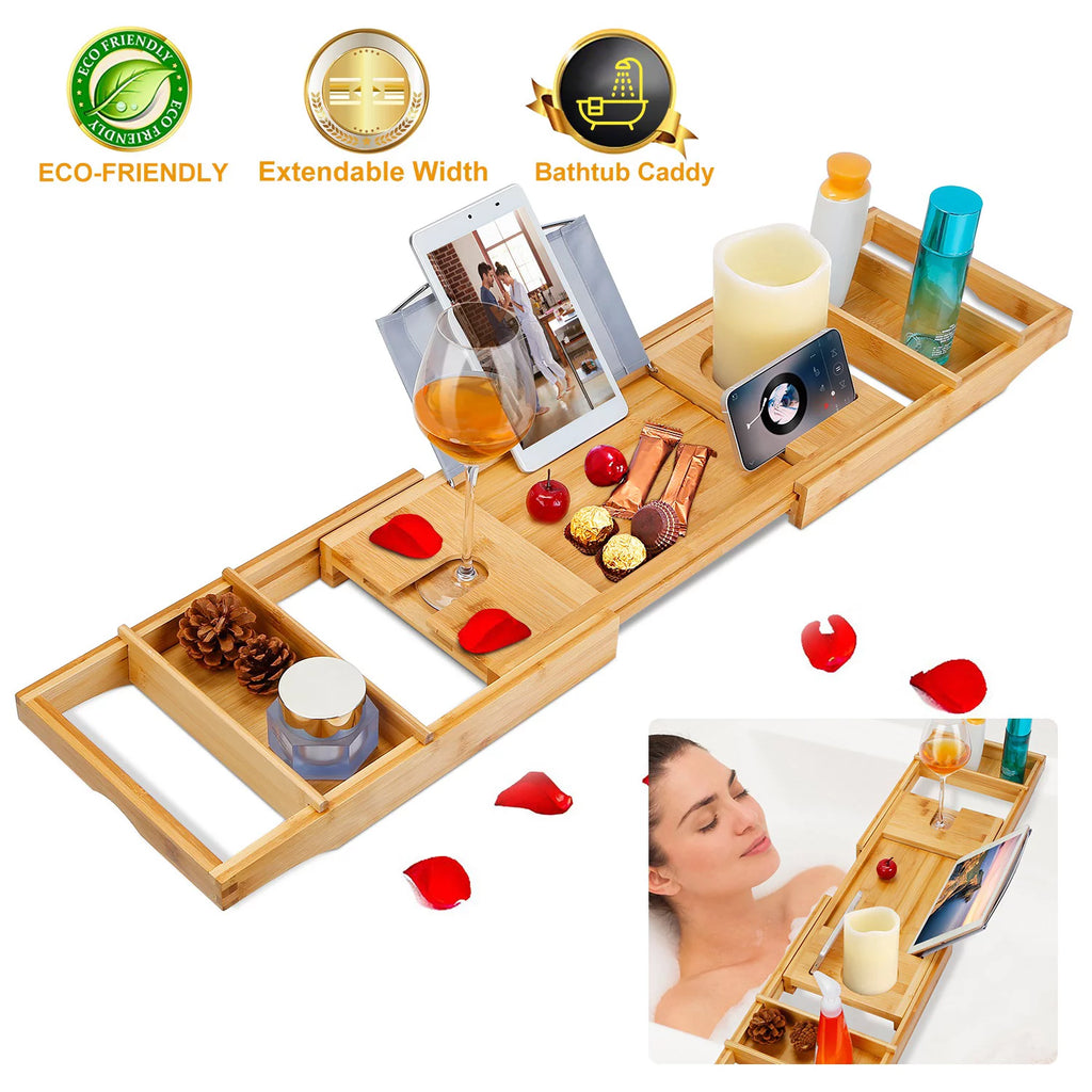 Extendable Bathtub Caddy Tray with Shelves V889
