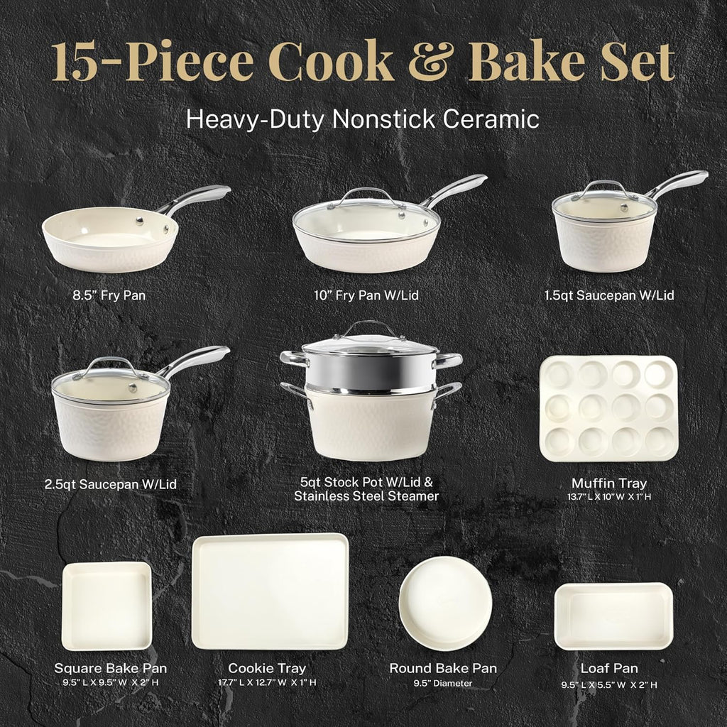 15 Piece Non Stick Ceramic Cookware Set K4434