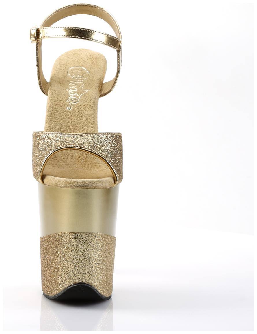 Gold 8x22 Heel Ankle Strap Platform S D11440