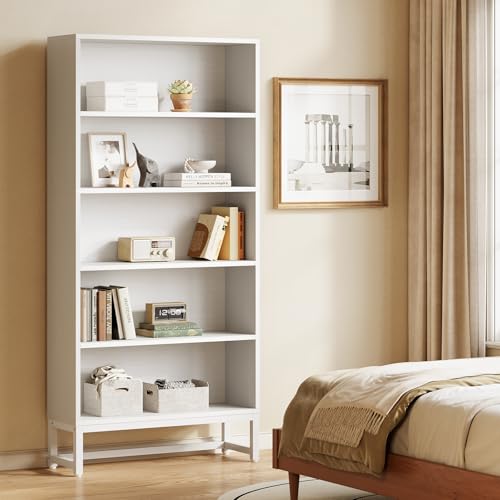 5-Tier Tall Bookcase with Closed Back Shelf W43943