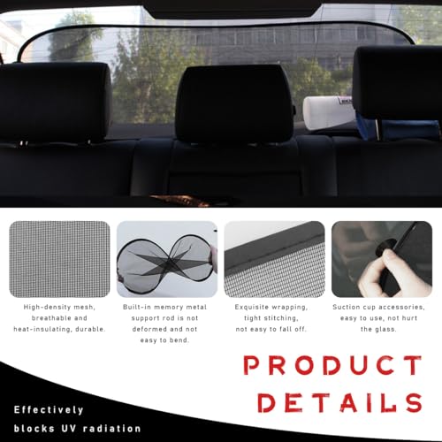 Car Window Shade, 20"×40" Rear Window Shade with Suction Cups A6514
