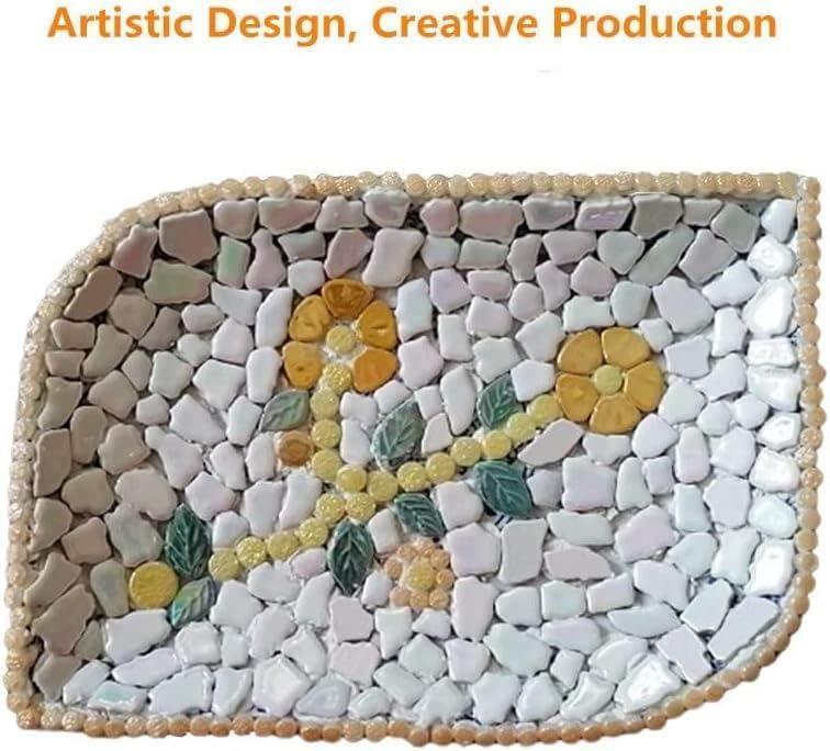 1.1 LB White Iridescent Flower Ceramic Mosaic Tiles M796385