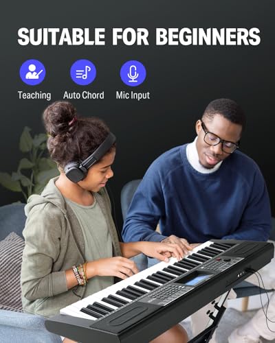 Black 61 Key Electric Piano Keyboard Kit with Stand, Stool, Microphone B664