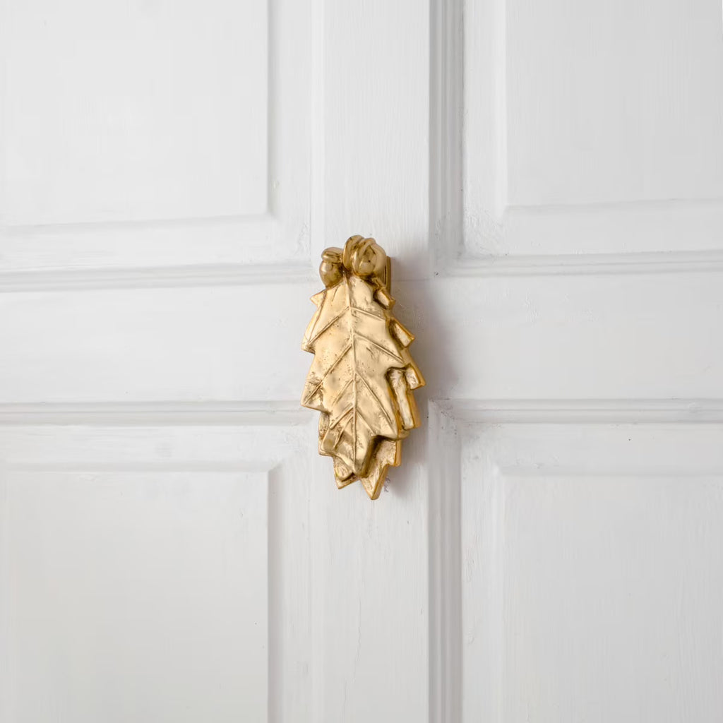 6" Solid Brass Oak Leaf Shaped Door Knocker H31441