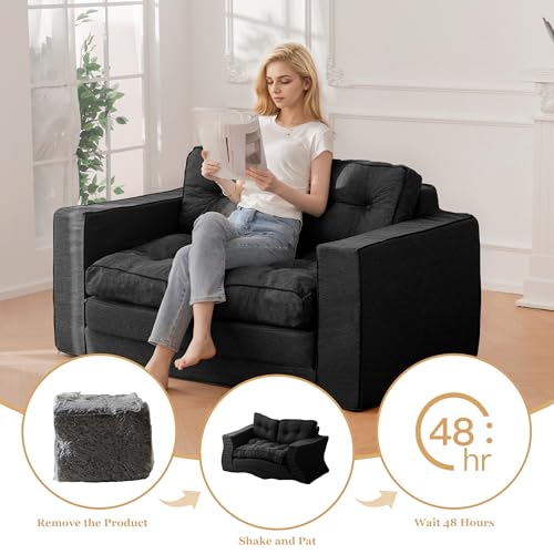 55" Convertible Sofa Bed Couch Futon with Reclining Backrest and Pillows A648629