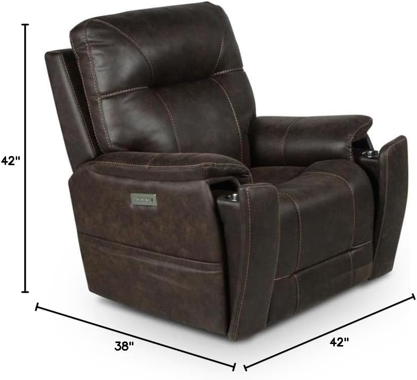 Saddle Brown Leatherette Power Recliner Chair O6811