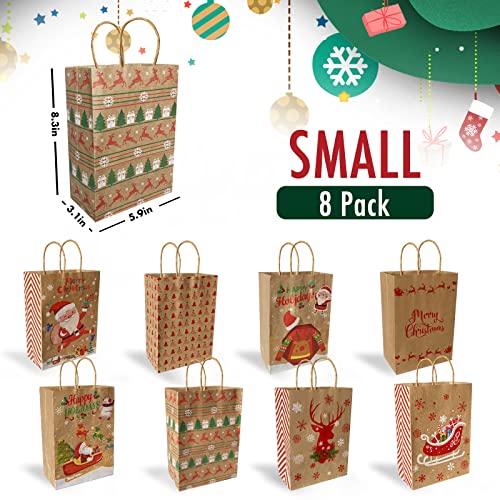 24 Pack Assorted Sizes Kraft Paper Bags with Handles and 50 Tags A46786