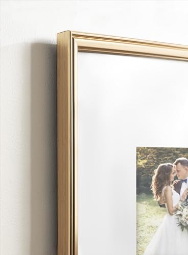 Rectangle Picture Frame Set of 3, 11 x 14 matted to 5 x 7, Gold P214