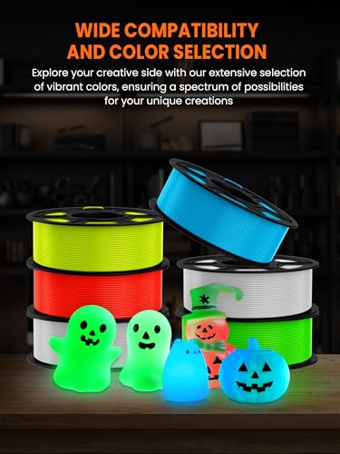 PLA 3D Printer Filament 1.75mm, 0.25kg Each Spool, Total 2kg, 8 Packs, Black/White and Transparent Red/Purple/Orange/Blue/Yellow/Green G637