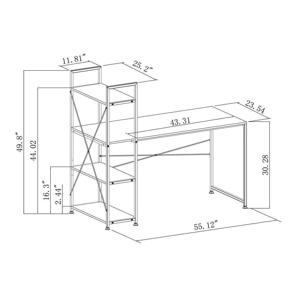 Gray Computer Desk With Storage Shelves Z920