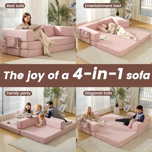 Off White Corduroy Modular Floor Couch L6046