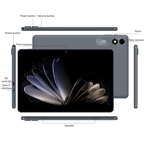 Gray 10.1 inch Android 14 Tablet 64GB+10GB Octa-Core WiFi E706580