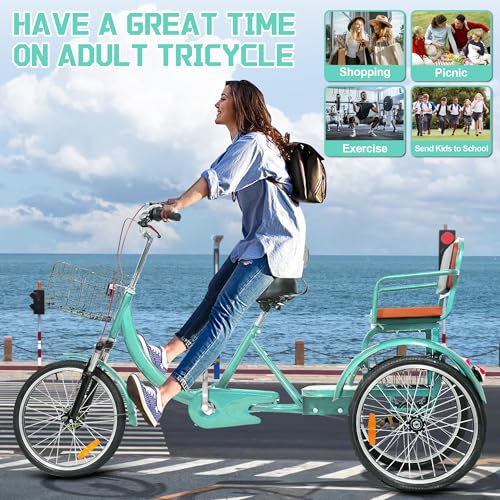 Adult Tricycle, 20 Inch 3-Wheel Bike with Seat and Baskets N6037