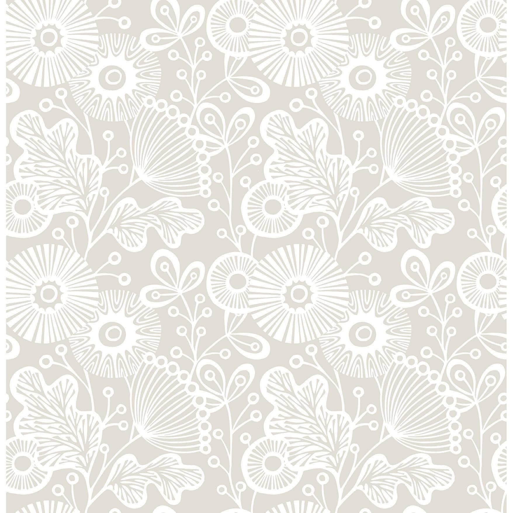 Taupe Floral Wallpaper Q37413