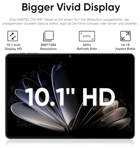 Gray 10.1 inch Android 14 Tablet 64GB+10GB Octa-Core WiFi E706580
