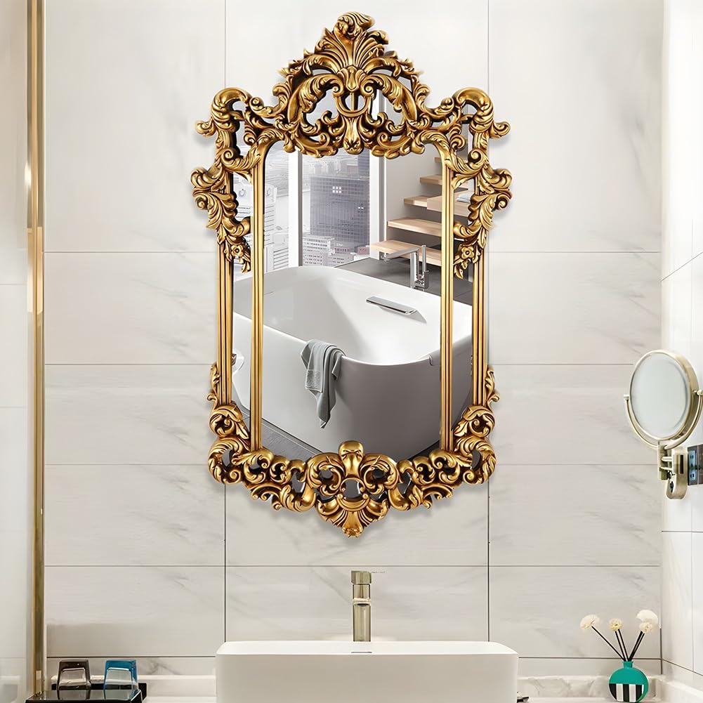 Antique Ornate Gold Wall Mirror with Resin Frame U22328