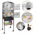 Black Wrought Iron Bird Cage with Rolling Stand D10642