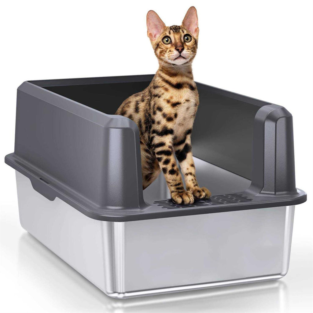 Stainless Steel Cat Litter Box with Lid XL E87265