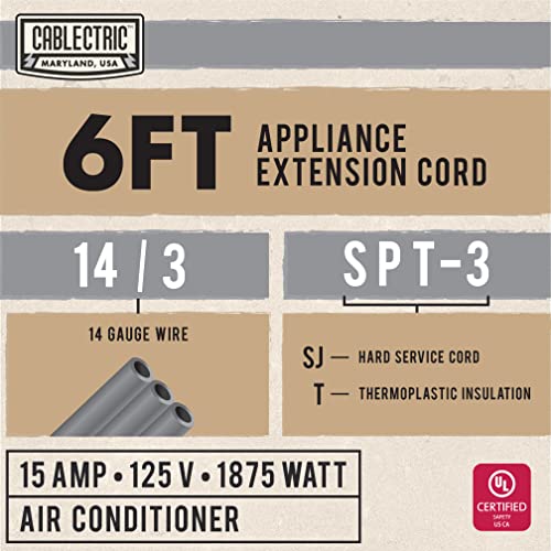 Gray 14 Gauge 3 Prong Heavy Duty Appliance Extension Cord F4439