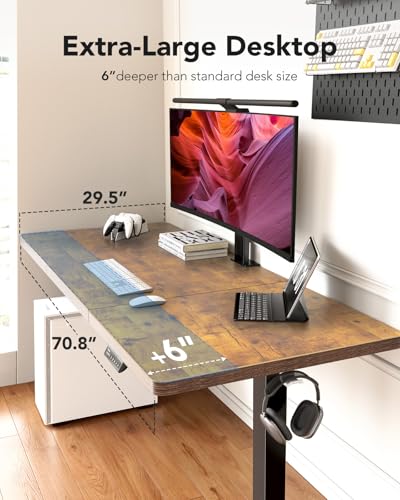 71 x 35 inch Electric Standing Desk with Thick T-Shaped Frame I23721