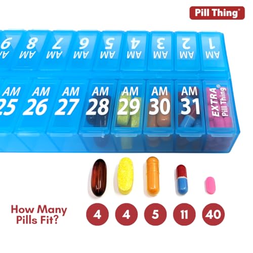 Blue 31 Day AM PM Pill Box Organizer Set K493