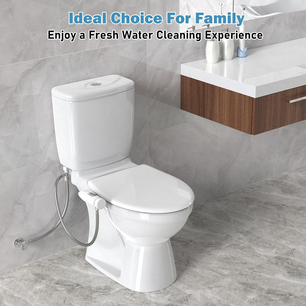 Ultra-Slim Bidet Attachment, Dual Nozzles, Adjustable Water Pressure, Non-Electric, Auto Self Cleaning V8920