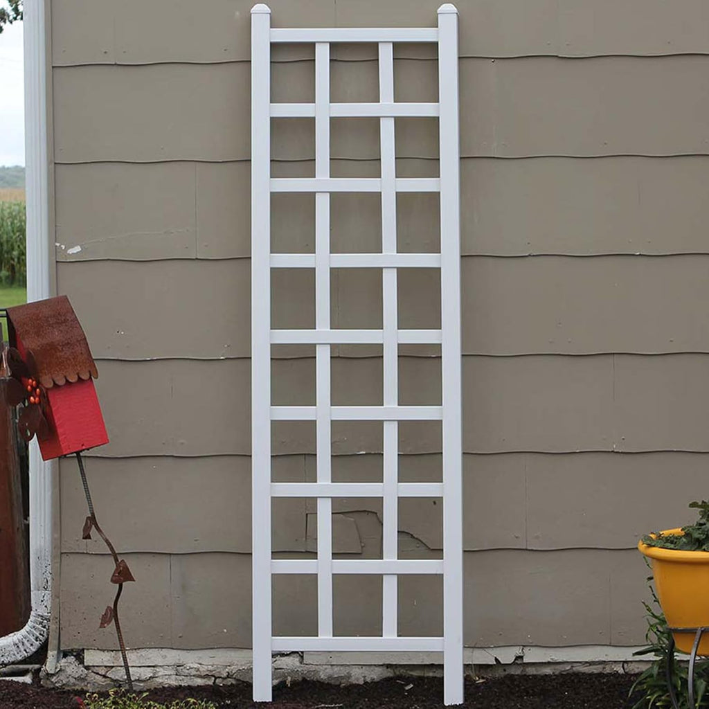 White PVC Vinyl Garden Patio Trellis with Ground Anchors R9810