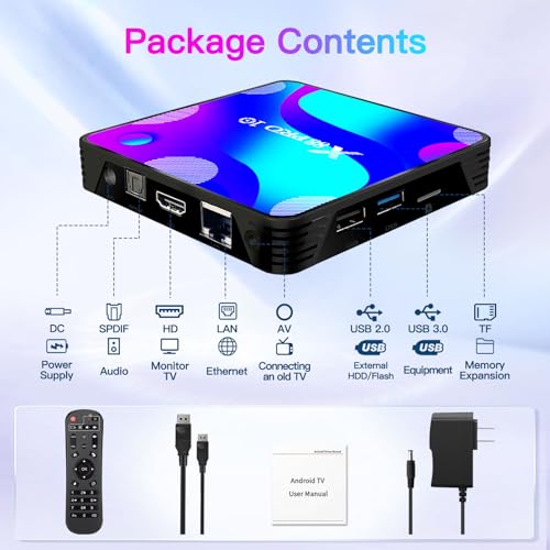 Android TV Box 11.0 Quad Core CPU 2GB 16GB Dual-WiFi 4K UHD H.265 Smart TV Box W25217