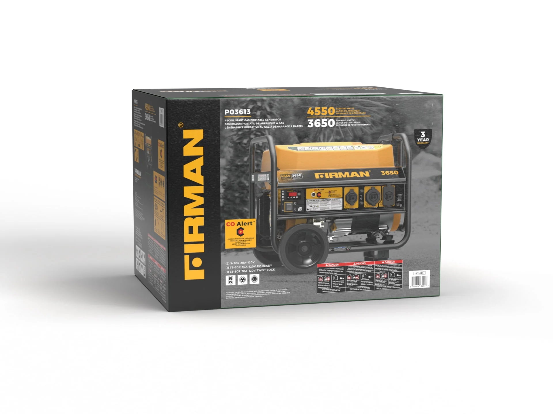 4550/3650 Watt Gas Portable Generator O976