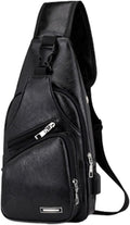 Waterproof Leather Sling Backpack with USB Charging Port A223