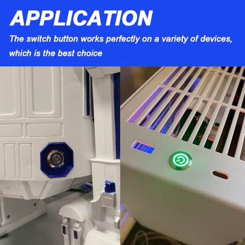 12mm Metal Button Cable PC Case LED Power Button ATX Supply On/Off Extension Cord with 1 to 2 splitters (Green) O981