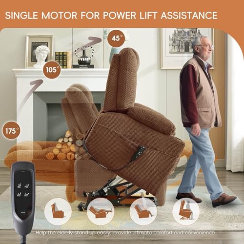 Brown Dual Motor Power Lift Recliner with Massage and Heat G71077