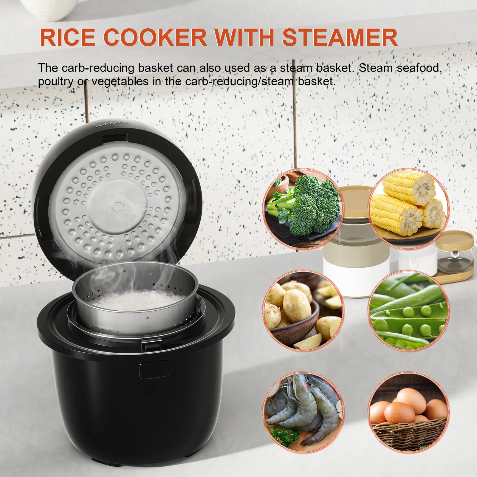 Black 3 Cup Rice Cooker with Steamer Z213