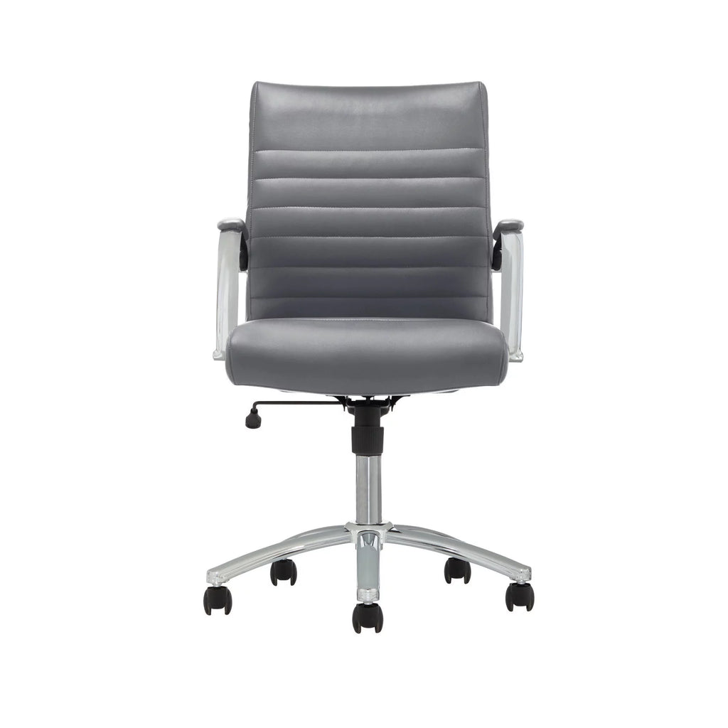 Gray Bonded Leather Mid-Back Chair D944