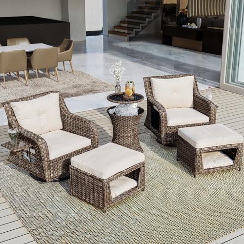 Beige Rattan Patio Furniture Set of 5 with Pet House C704704