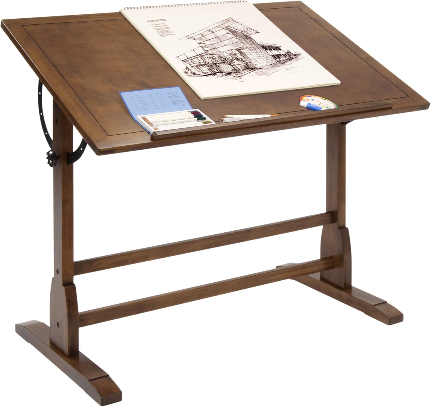 Antique Design Solid Wood Drafting Table with Adjustable Work Surface K20711