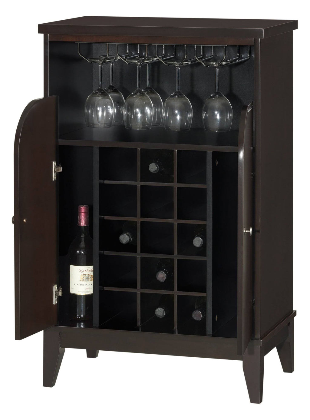 Dark Brown Wood Dry Bar and Wine Cabinet U709