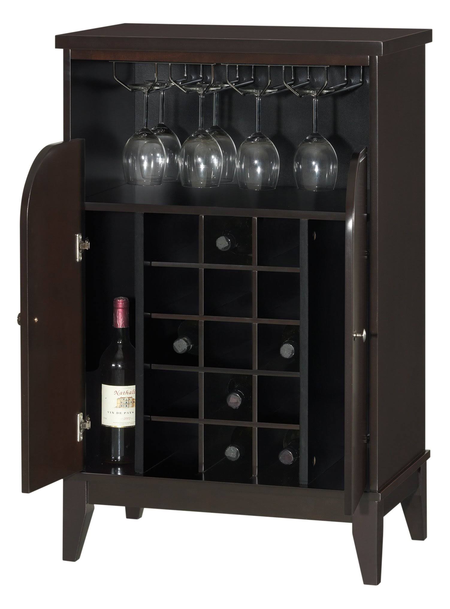 Dark Brown Wood Dry Bar and Wine Cabinet U709