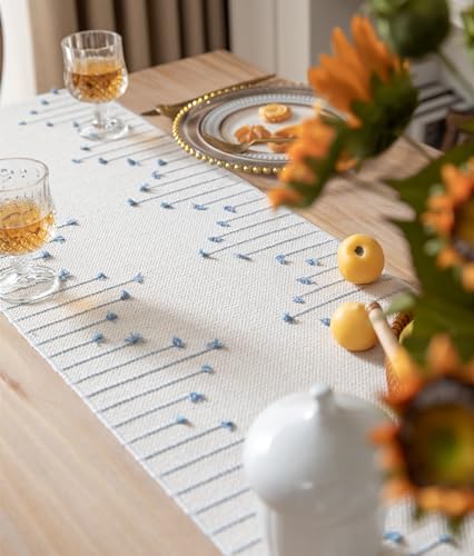 Natural Cotton Woven Table Runner with Tassels, Red and Beige X719890
