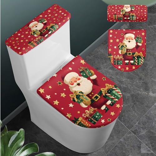 Christmas Trees Toilet Lid Cover and Toilet Tank Cover Set Stretch Seat Covers M413