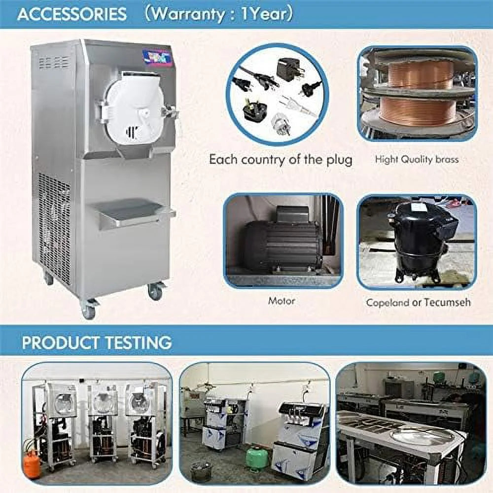 ETL Commercial Hard Ice Cream Machine, Italian Water Ice Machine, Batch Freezer, 14L Cylinder Z2759
