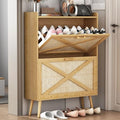 Natural Freestanding Rattan Shoe Cabinet with 2 Flip Drawers P119427